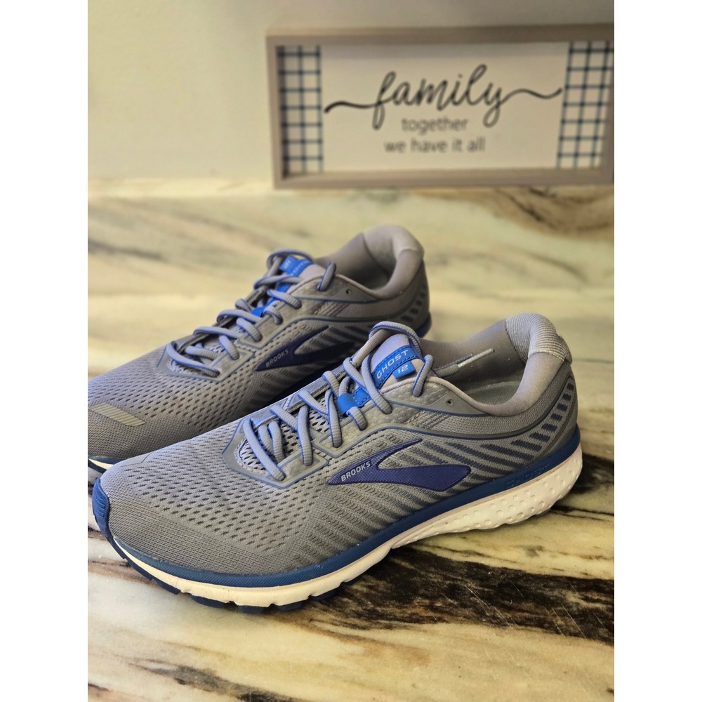 Brooks Ghost 12 Mens Grey Blue Neutral Cushion Running Shoes Sneakers size 12